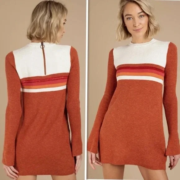 Free People | Dresses | Free People Cream And Orange Long Sleeve Sweater Dress | Poshmark Free People | Dresses | Free People Cream And Orange Long Sleeve Sweater Dress | Poshmark